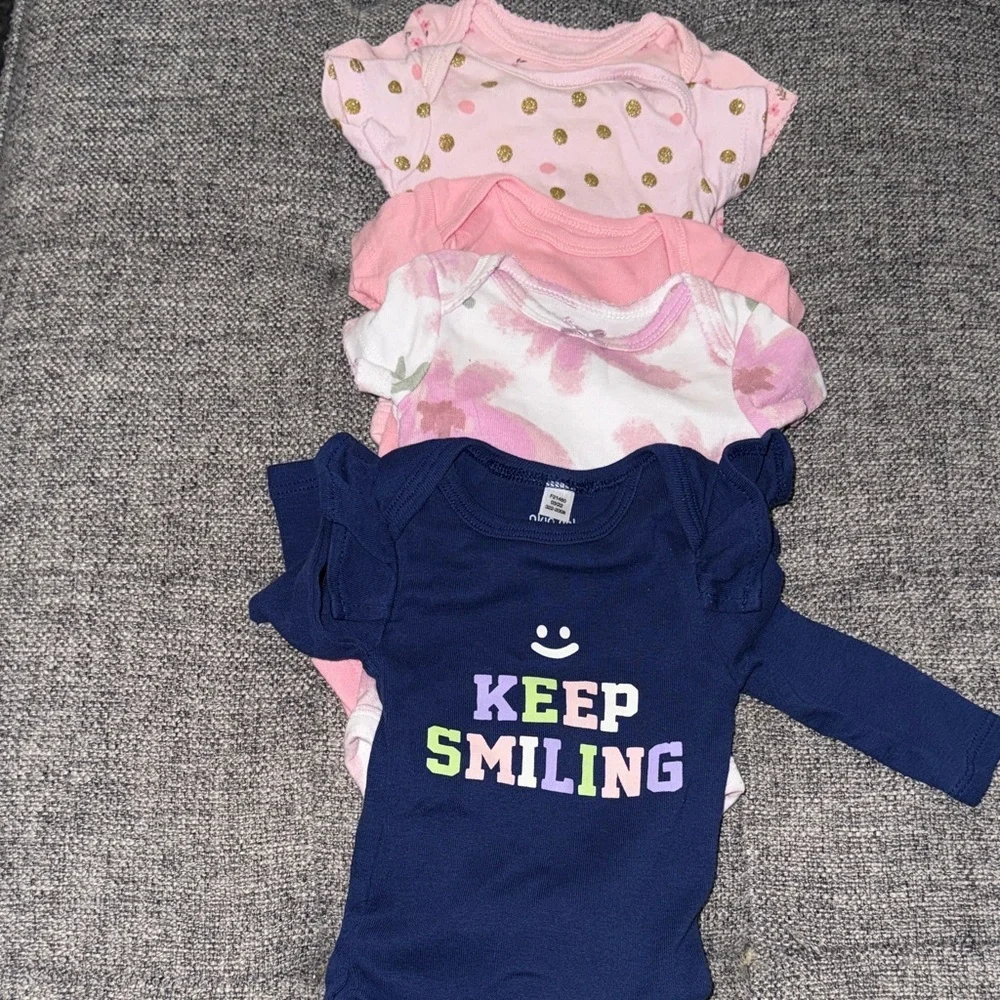 Gerber and carters baby girl new born one piece body suit lot